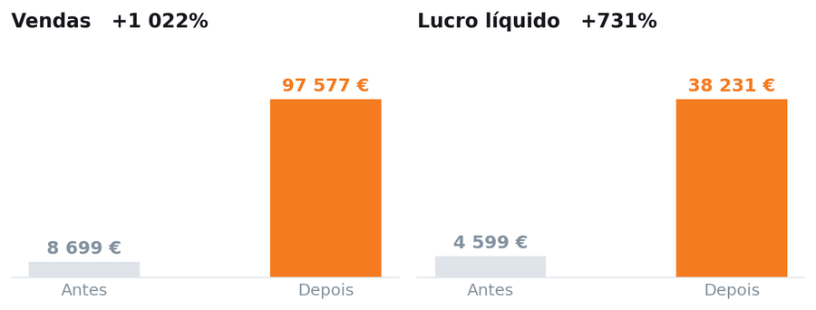 Evolução de vendas e lucro líquido