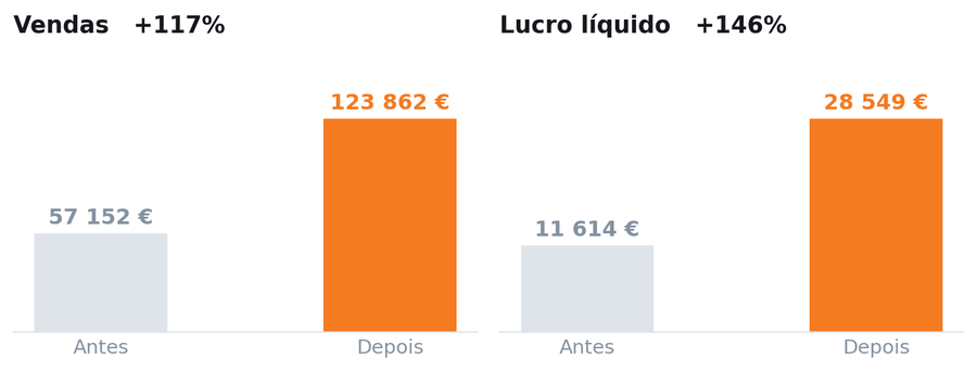Evolução de vendas e lucro líquido